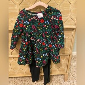 Floral Long Sleeve Dress with Black Leggings